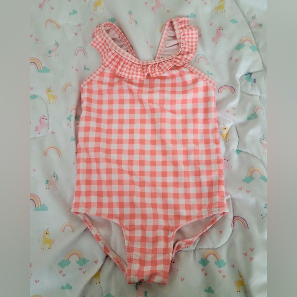 Carter's Pink and White Gingham Swimsuit 2T